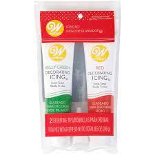 Wilton Green and Red Tube Icing Set, 8.5 oz. with tips