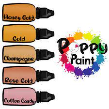 Poppy Paint 5Pc Gold Color Set Kit - Each bottle 30 ml (1 fl oz)