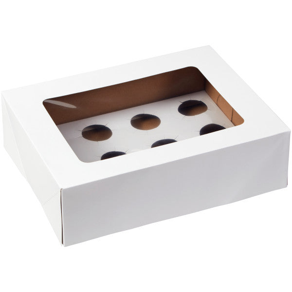 Wilton White Corrugated Cupcake Box with Window, 13 x 10 x 4-Inch, 2-Count