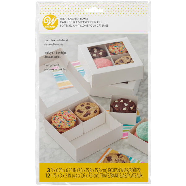 Wilton 4-Cavity White Window Bakery Boxes with Dividers, 3-Count