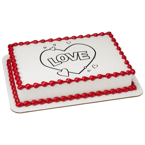 Paintable Love Heart Valentine's Day Edible Cake Image PhotoCake®