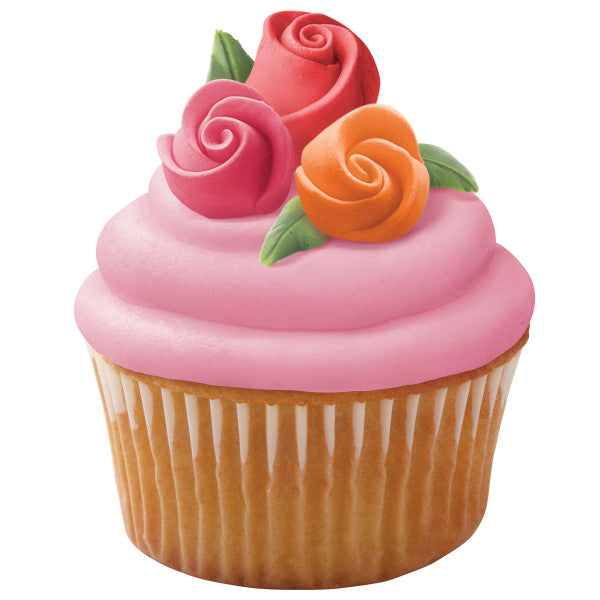 Wilton Red, Orange, Pink and Yellow Rose Royal Icing Decorations, 12-Count