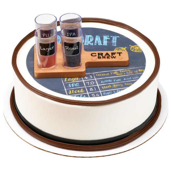 Craft Brew Flight with paddle Bourbon Beer Tap shot glasses Set Cake Kit