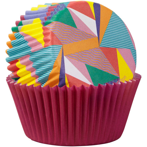 Wilton Pop Art Triangle and Solid Purple Cupcake Liners, 75-Count