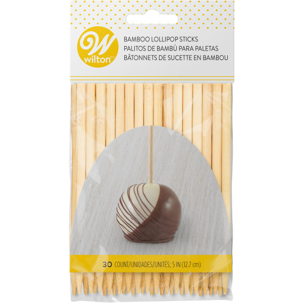 Wilton 5-Inch Bamboo Wood Cake Pop Dipped Candy Apple Lollipop Sticks, 30-Count