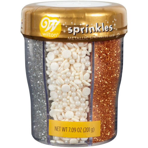 Wilton 6-Cell Metallic Sprinkles Mix with Turning Lid, 7.09 oz.