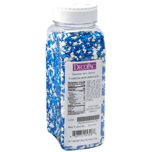 DecoPac Winter Fusion Mix Sprinkles 26 oz. handheld container