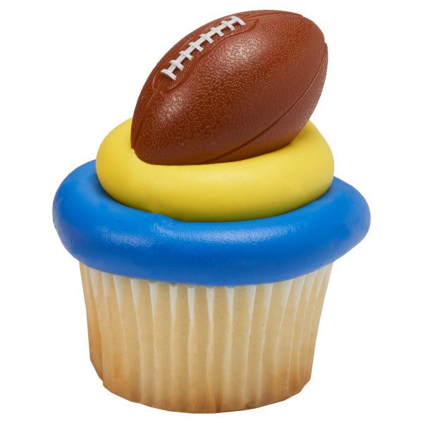 3D Football with white stitches Cupcake Rings set of 12