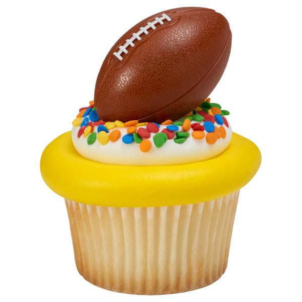 3D Football with white stitches Cupcake Rings set of 12