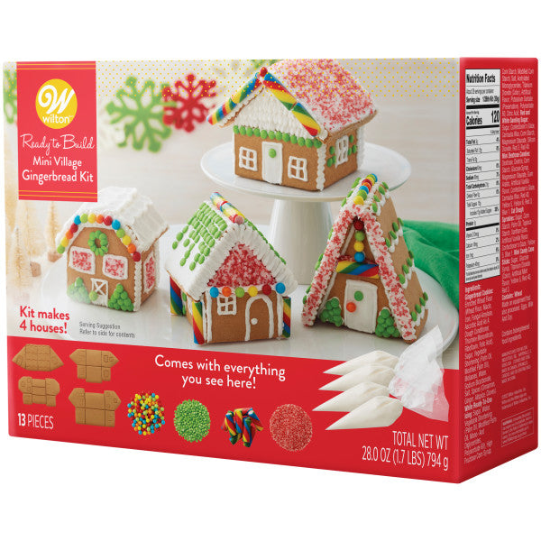 Wilton Ready-to-Build Mini Village Christmas Gingerbread Kit, 13-Piece