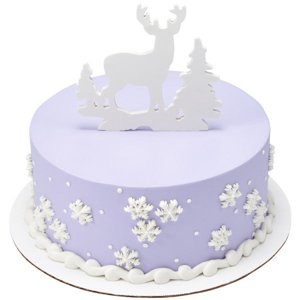 Deer and Pine Trees Gum Paste Layon Cake Topper Christmas Hunter Buck Trees