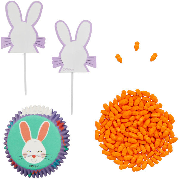 Wilton Easter Bunny and Carrot Cupcake Decorating Kit, 48-Piece Set