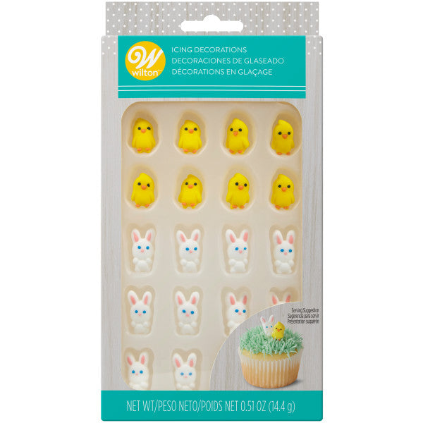 Wilton Easter Chicks and Bunnies Icing Decorations, 24-Count