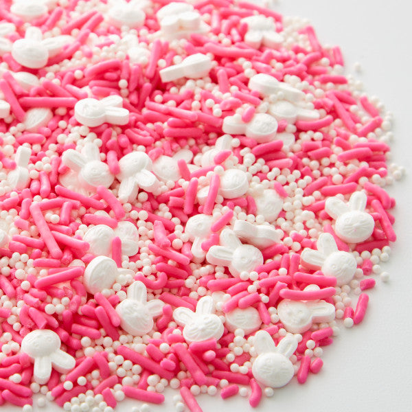 Wilton Bright Pink and White Easter Bunny and Jimmies Sprinkle Mix, 8.46 oz.