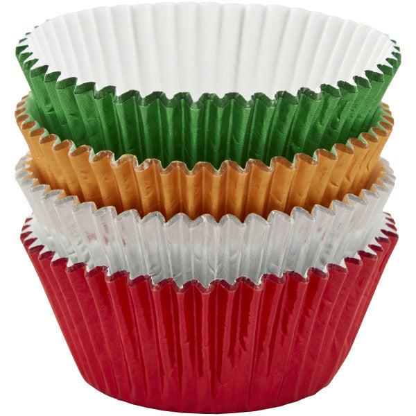 Wilton Green, Gold, Silver and Red Foil Christmas Cupcake Liners, 48-Count