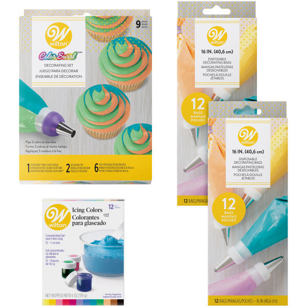 Wilton Color Swirl Three-Color Coupler Cupcake Decorating Kit, 23-Piece - Cupcake Frosting Tips