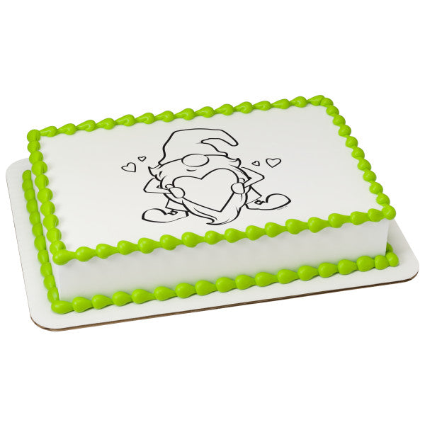 Paintable Love Gnome Valentine's Day Edible Cake Image PhotoCake®