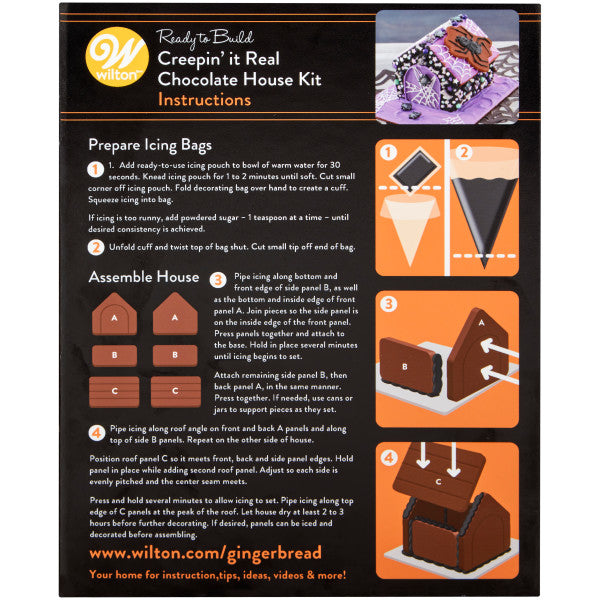 Wilton Ready-to-Build Creepin' it Real Chocolate Cookie House Kit, 14-Piece