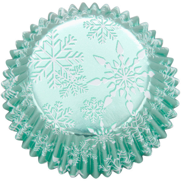 Wilton Teal Snowflake Foil Christmas Cupcake Liners, 24-Count