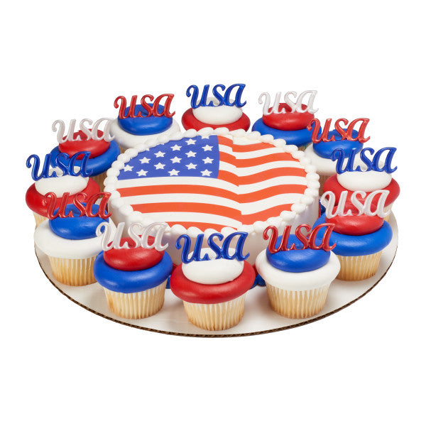 USA Independence Day Script Cupcake Layon themed Cupcake Cake Decorating 12 set