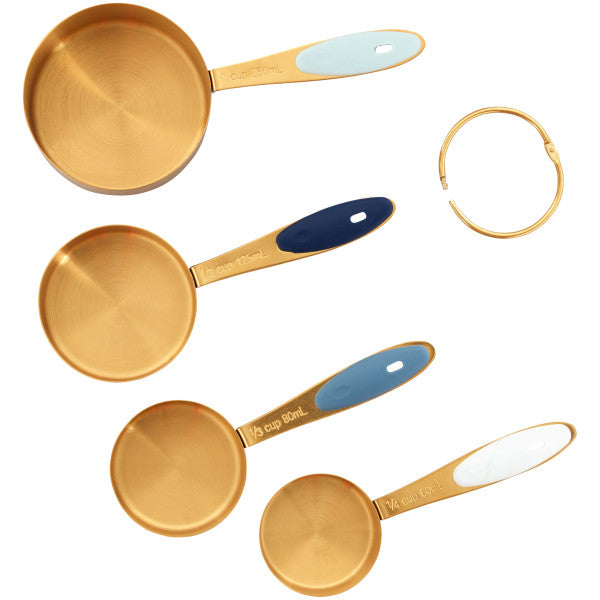 Wilton Navy and Gold Nesting Measuring Cups with Snap-On Ring, 4-Count