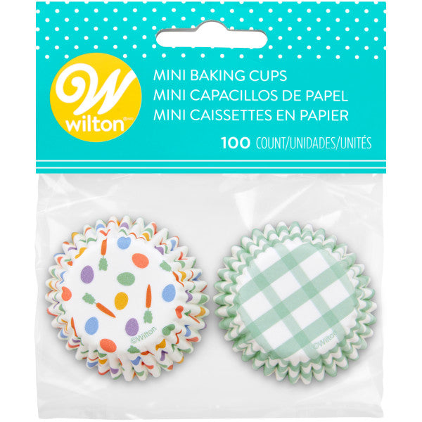 Wilton Easter Egg and Plaid Paper Spring Mini Cupcake Liners, 100-Count