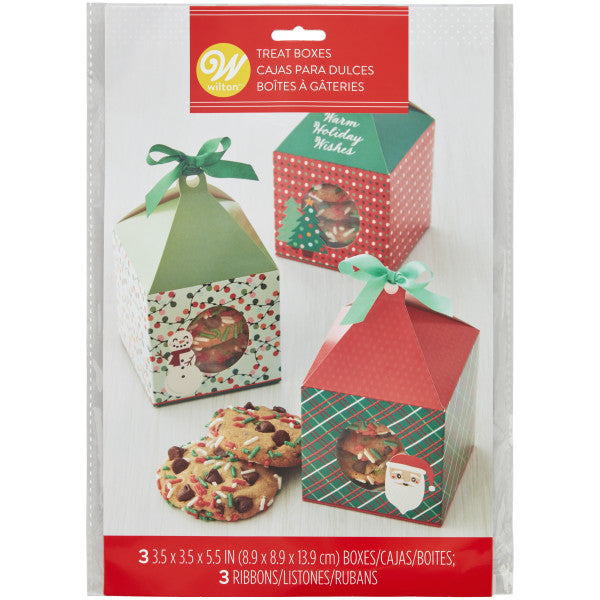 Wilton “Warm Holiday Wishes" Christmas Paper Treat Boxes, 3-Count