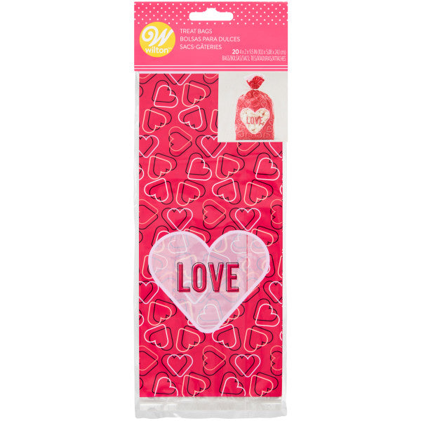 Wilton “LOVE" and Hearts Valentine's Day Treat Bags and Ties, 20-Count