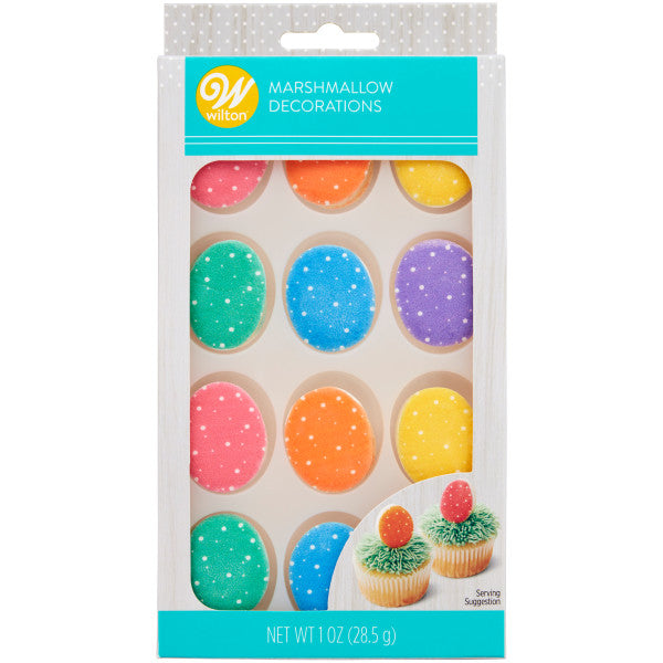 Wilton Bright and Colorful Easter Egg Marshmallow Decorations, 1 oz. (12 Pieces)