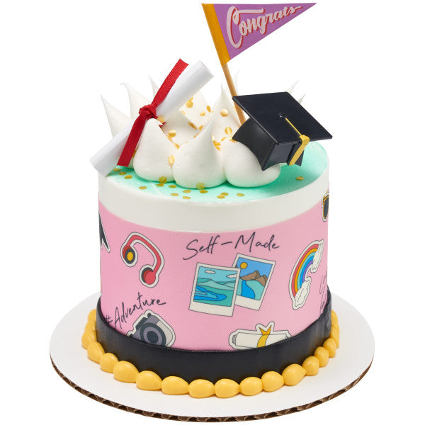 Graduation 3D Hat Cupcake Cake Pics - set of 12