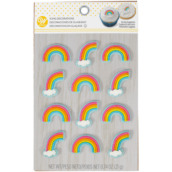 Wilton Rainbow Icing Decorations, 12-Count — Cake and Candy Supply