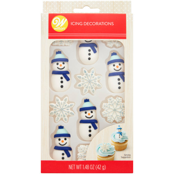 Wilton Winter Snowflake and Snowman Royal Icing Decorations, 1.48 oz. (12 Pieces)