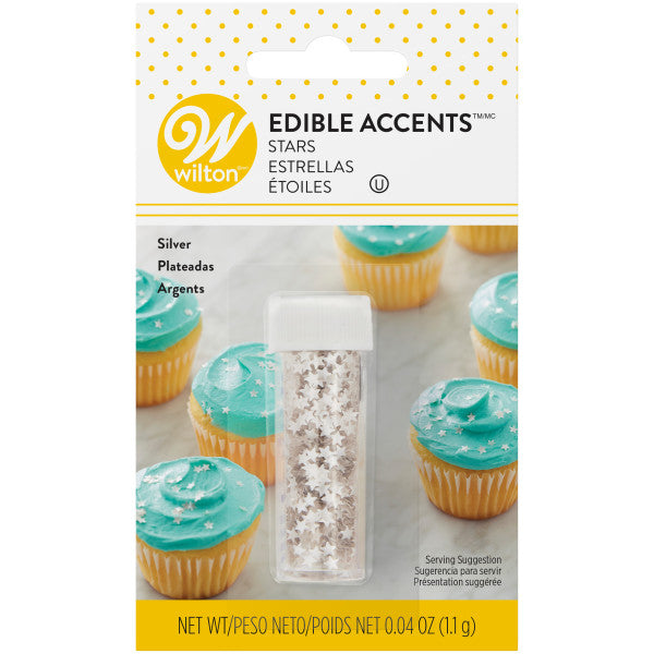 Wilton Edible Glitter Silver Stars,  0.4 oz.