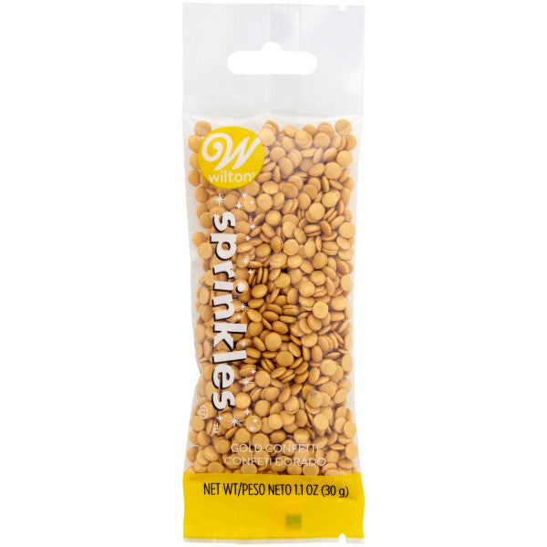 Wilton Gold Confetti Sprinkles Pouch, 1.1 oz.