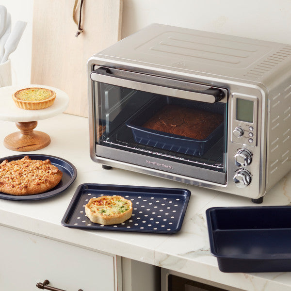 Wilton Diamond-Infused Non-Stick Navy Blue Toaster Oven Baking Set, 4-Piece