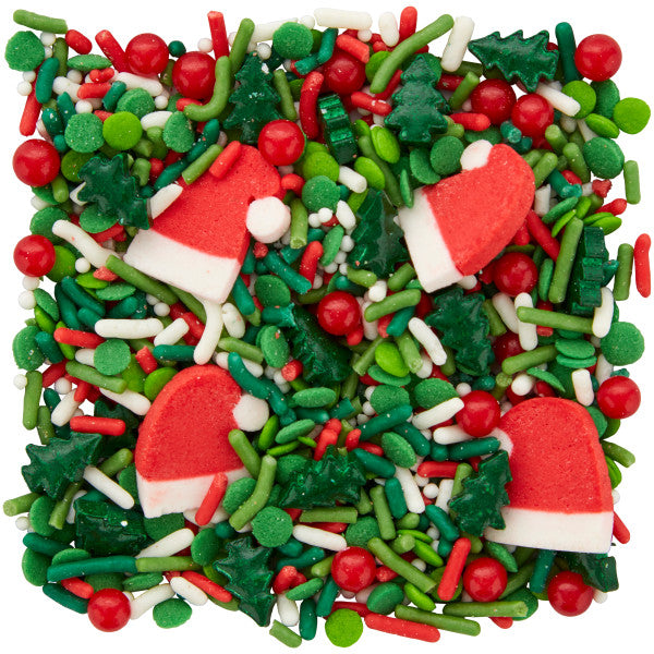 Christmas Noel Mix Snowflake Shapes Green Red Sprinkles Topping 1