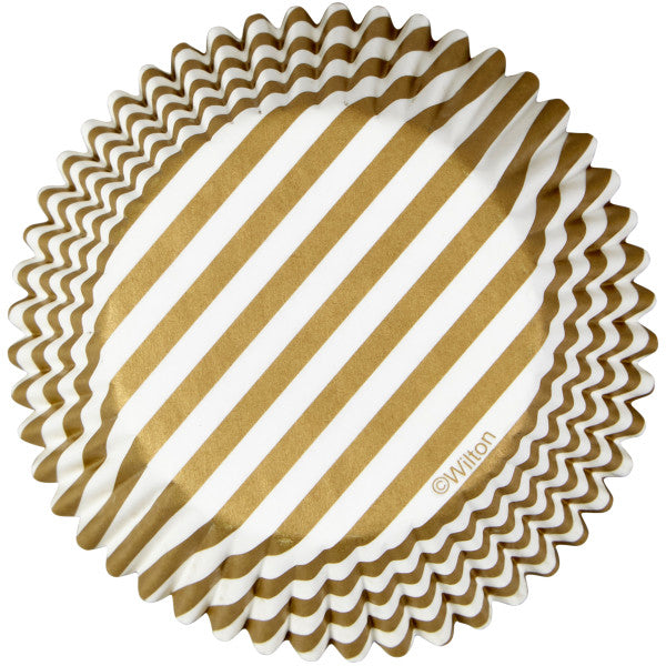 Wilton Gold Stripes Cupcake Liners, 50-Count