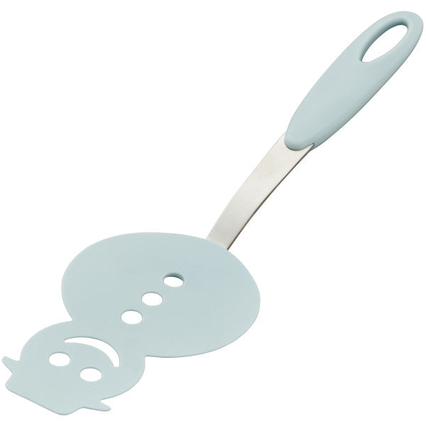 Wilton Light Blue Winter Snowman Plastic Turner or Spatula with Metal and Silicone Handle