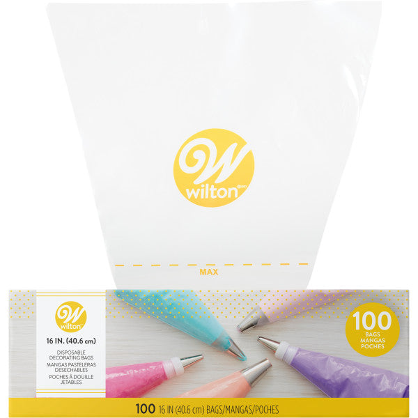 Wilton 16-Inch Easy-Grab Disposable Decorating Bags, 100-Count