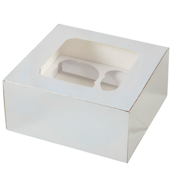 Wilton 4-Cavity Silver Cupcake Boxes, 3-Count