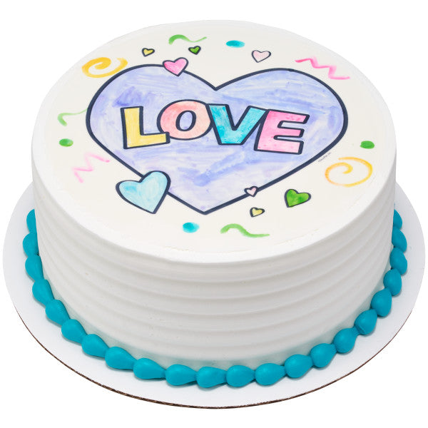 Paintable Love Heart Valentine's Day Edible Cake Image PhotoCake®