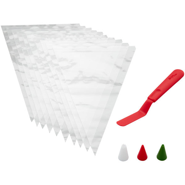 Wilton Spatula, Tip and Piping Bags Christmas Cookie Decorating Set, 14-Piece Set