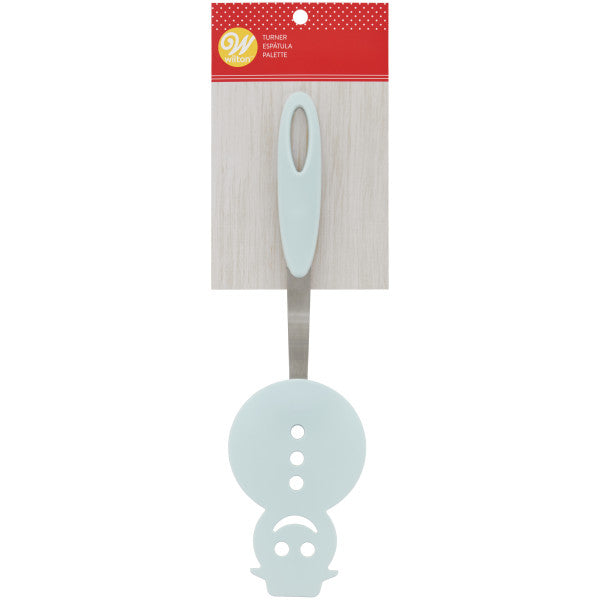 Wilton Light Blue Winter Snowman Plastic Turner or Spatula with Metal and Silicone Handle