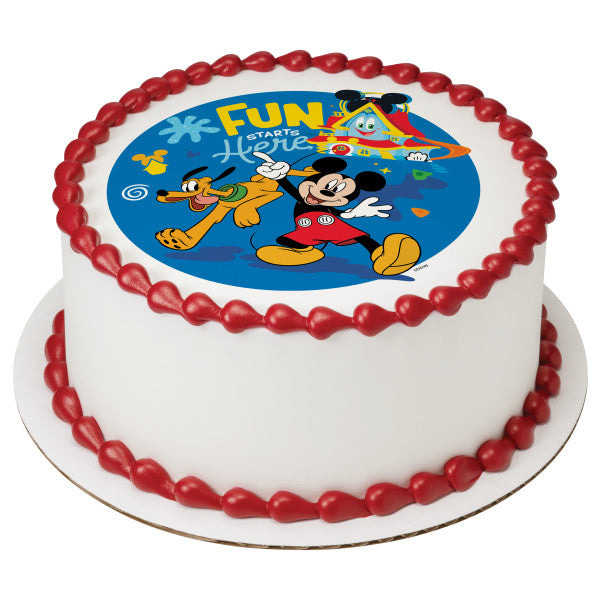 Disney Mickey Mouse Funhouse Fun Starts Here! Edible Cake Image PhotoCake®