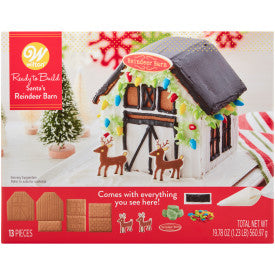 Wilton Ready-to-Build Santa's Reindeer Barn Gingerbread Cookie Kit, 13-Piece