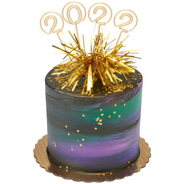 Gold Spray Mylar Celebration cake and cupcakes picks - set of 6
