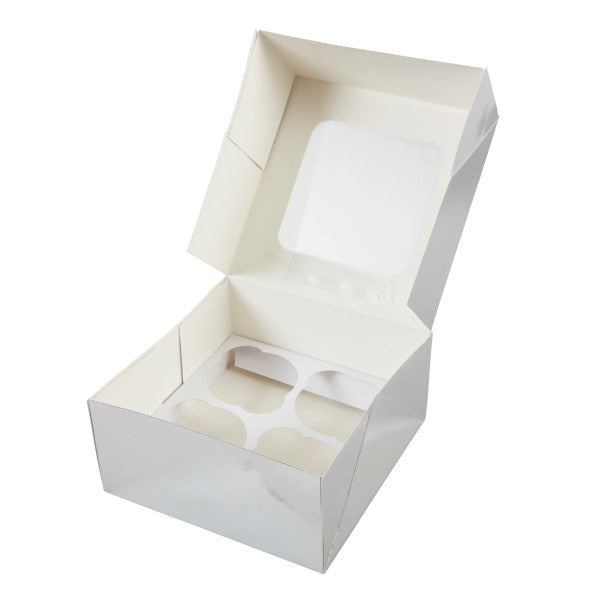 Wilton 4-Cavity Silver Cupcake Boxes, 3-Count