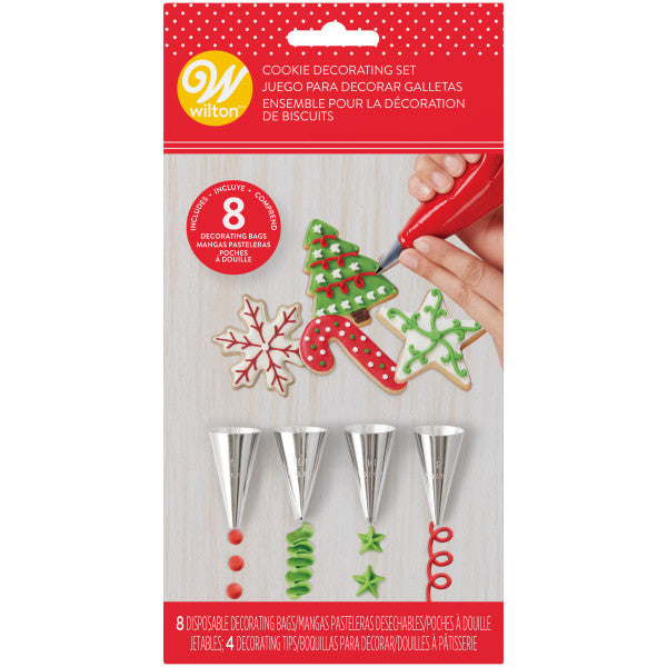 Wilton Holiday Christmas Cookie Decorating Kit Bags Tips, 12-Piece Set