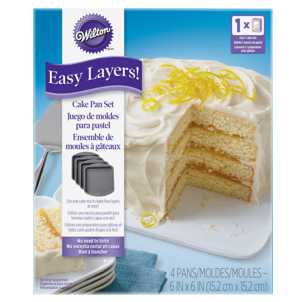 6X6 - Easy Layer Square Cake Pan 4pc - Wilton