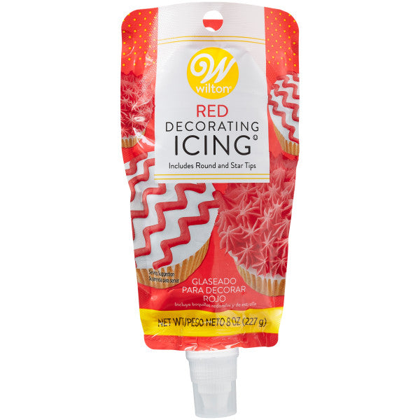 Wilton Red Icing Pouch with Tips, 8 oz.